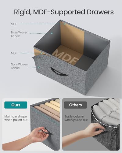 Image of SONGMICS BELLAH Collection - Dresser for Bedroom, Chest of Drawers, Storage Organizer Unit, Closet, Entryway, Steel, 8 Drawers, Modern, Slate Gray ULGS124GN02S