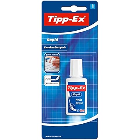 Tipp-Ex Rapid, Correction Fluid Bottle, High Quality Correction Fluid, 20ml, Ideal for School, White, Pack of 1 Cover