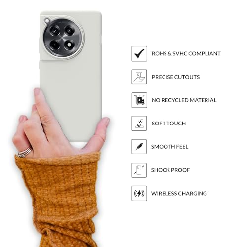 Image of SPRIG Compatible with Oneplus 12 Premium SilkTone (Liquid Silicone) Back Cover Drop Tested Shock Proof Mobile Case for Men, Women, Boys and Girls with Camera Protection (Light Grey)