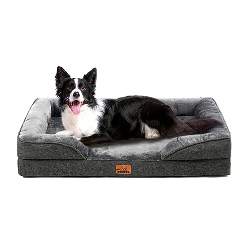 ROMROL-Dog-Beds-for-Large-DogsOrthopedic-Dog-Bed-Waterproof-Dog-Bed-with-Removable-Cover-and-ZipperWashable-Dog-Beds-for-Large-Dogs-Grey-L