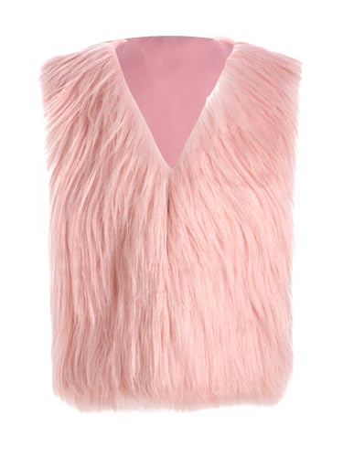 Kids Girls Open Front Gilets Faux Fur Sleeveless Jacket Coat Cardigan Waistcoat for Pageant Weeding Banquet