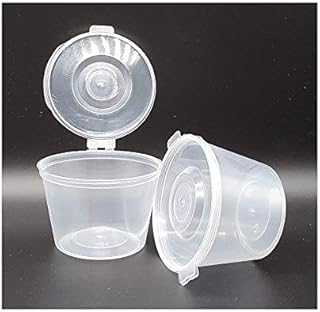100 x 100ml 4oz Hinged Lid Plastic Food Grade Safe Deli Pot or Sauce Pot 100% BPA Free