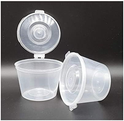 100 x 100ml 4oz Hinged Lid Plastic Food Grade Safe Deli Pot or Sauce Pot 100% BPA Free