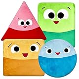 ABCmouse Shapeys Plush Shape Pillows Collection – 4 Huggable Learning Buddies for Kids Ages 3+, Rectangle, Circle, Square & Triangle, Geometry Shape Recognition, Reading & Lounging Support