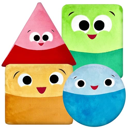 ABCmouse Shapeys Plush Shape Pillows Collection – 4 Huggable Learning Buddies for Kids Ages 3+, Rectangle, Circle, Square & Triangle, Geometry Shape...
