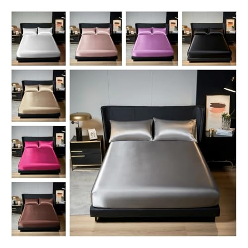 Drap-housse en satin de polyester SD-1s champagne King size avec bande élastique