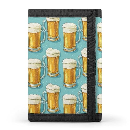 Cartoon Beer Print Wallet for Men, 8 Credit Card Holder Slim Minimalist Front Pocket Small Mens Bifold Wallets