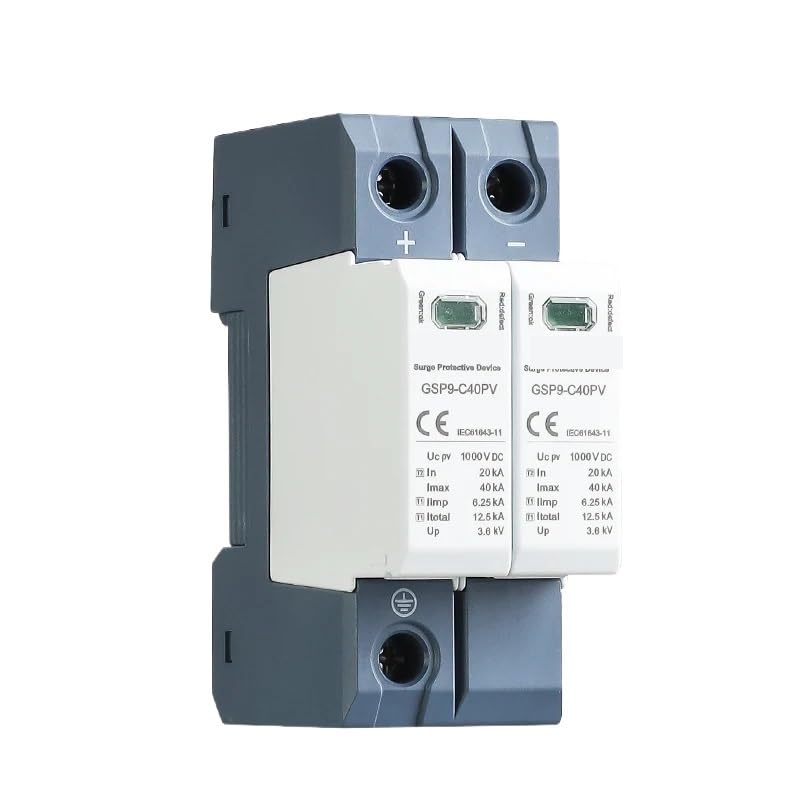 GSP9 Photovoltaic DC SPD 2P 600V 1000V 20KA~40KA Surge Protector Protective Device Lightning Protection Din Rail T1+T2(2P 1000VDC)