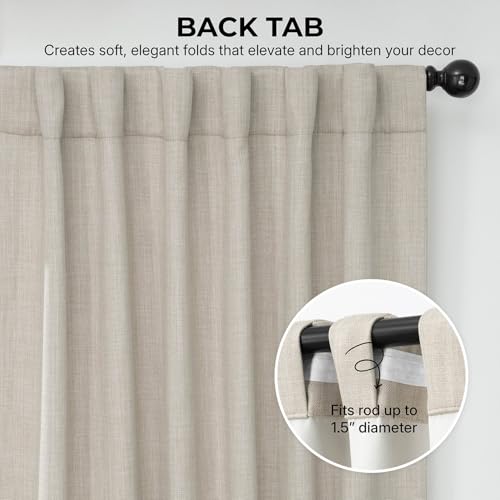 Image of HPD Half Price Drapes - Faux Linen Curtains for Living Room (2 Panels) - 50W X 96L - Textured Room Darkening Curtains for Bedroom 96 Inches Long - Drapes for Home Decor, Thatched Tan
