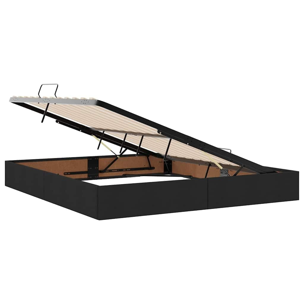Ecopelle con sollevamento idraulico letto contenitore 160x200 Nero