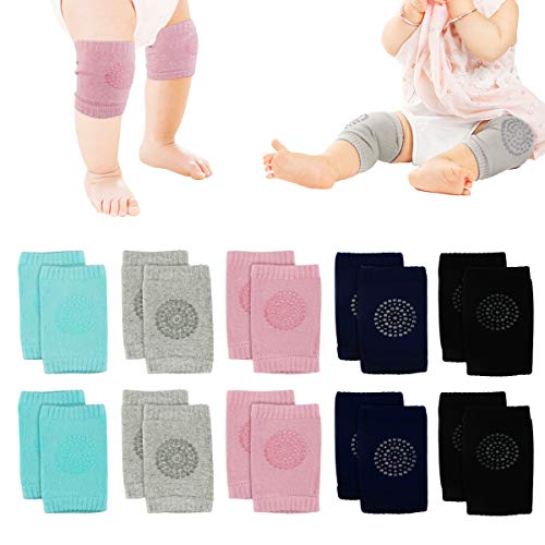 5 Pairs Nextnol Baby Crawling Anti-Slip Knee, Unisex Baby Toddlers Kneepads,Adjustable Knee Elbow Pads Crawling,Safety Protector for 9 months - 2 years
