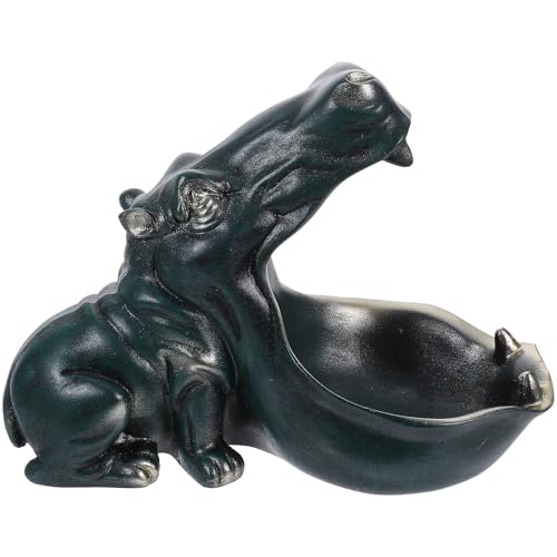 ibasenice Estatua de Hipopótamo Decorativa de Resina para Decoración de Escritorio y Salón, Soporte Multifuncional para Guardar Objetos, Fácil de Limpiar y Elegante