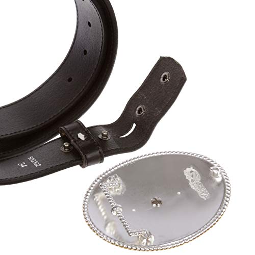 Western Cowboy Silver Buckle with Gold Soaring Eagle Leather Belt3