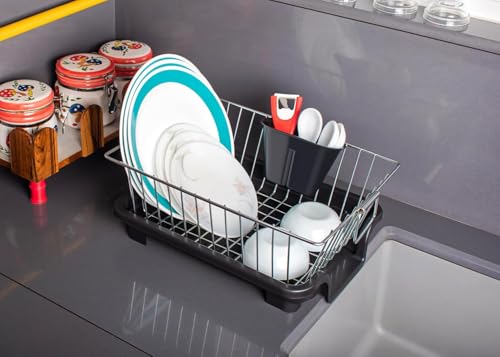 Image of RADIANT Basket Drainer & Dish Drainer Basket for Kitchen /Utensil Stand for Kitchen /Dish Drying Rack with Drainer /Bartan Stand /Dish Rack (Stainless Steel)