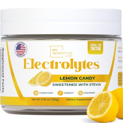 Zero Sugar - Lemon Candy Electrolytes Powder - Refreshing Hydration - Caffeine Free Energy with All Natural Ingredients - Vegan Keto & Paleo - Sugar Free Electrolytes Powder Drink Mix - 37 Servings