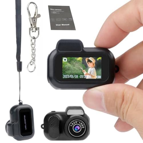 Gsnagole Keychain Camera, World's Smallest 1080P HD Mini Camera, Retro Portable Mini, 100 Mins Battery Life, for Students, Kids (No Memory Card)