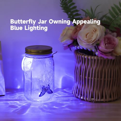 Coleccion de mariposas en tarro de vidrio iluminado con sensor de sonido para casa 5