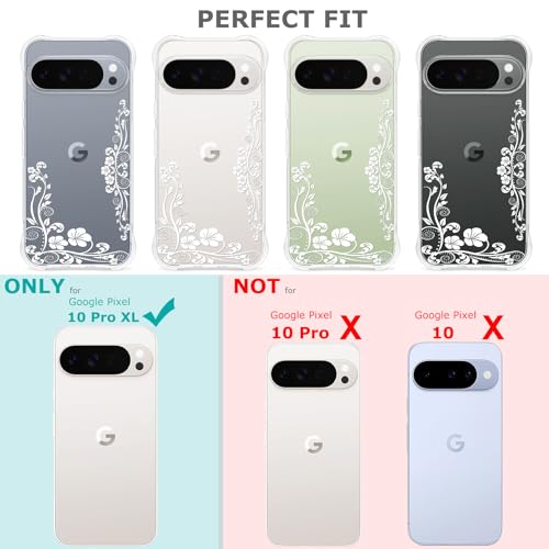 Coque Google Pixel 10 Pro XL transparente fleurs mignonnes et souples
