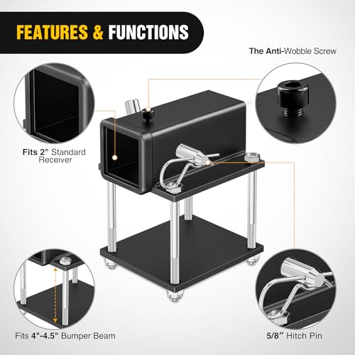Image of Nilight RV Bumper Hitch Receiver Fits for 4-4.5 inches Beams 2 inch Receiver 2000 LBS Capacity Bolt-On Heavy Duty Steel for Camper Bike Racks Cargo Carriers