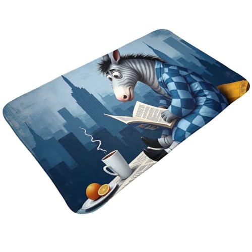 TZTTZT Alfombras de baño con estampado de cebra azul de dibujos animados, 30 x 20 pulgadas, alfombras de baño absorbentes antideslizantes, lavables a máquina, tapetes de baño para baño