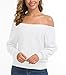 Feiersi Women’s Casual Long Sleeve Crew Neck Knitted Pullover Sweaters Tops (White,Medium)