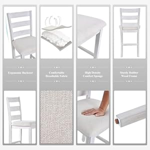 COLAMY Modern Counter Height Bar Stools, Wooden Bar Stools Set of 2, 25 Inch Upholstered Fabric Barstools with Backs and Wooden Legs for Kitchen Island Dining Room Bar Shop, White Wash COLAMY Modern Counter Height Bar Stools Wooden Bar Stools Set of 2 25 Inch Upholstered Fabric Barstools with Backs and Wooden Legs for Kitchen Island Dining Room Bar Shop White Wash