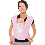 Baby Carrier by Cuby, Natural Cotton Baby Sling Baby Holder Extra Comfortable for Easy Wearing Carrying of Newborn, Infant Toddler and Ideal for Baby Registry, Nursing,Breastfeeding (Pink)