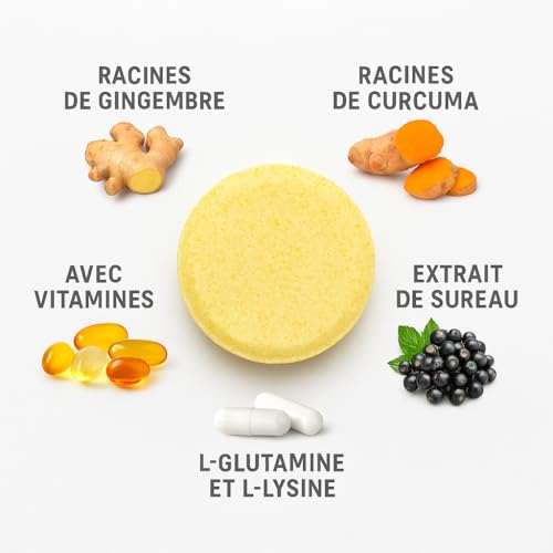 Électrolytes Ultime Hydratation HMP | Vitamines A, C, D, E | L-Glutamine & L-Lysine HCl | Magnésium, Zinc, Sélénium | Gingembre, Curcuma, Sureau | Récupération & Performance | Pastilles Effervescentes – vue 3