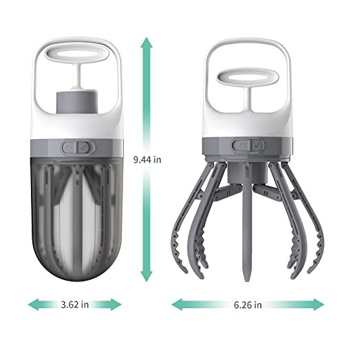 Xinzs Pooper Scooper for Dogs, 【No Warm Poo in Hand】 Portable 2 in 1 Dog Waste Pick-up Claw, 6.2'' Palm Wide Dog Poo Later Disposal Container for Small Medium Large Dogs with 75PCS Bag Attachment