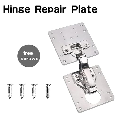 Placa de reparación de bisagras de acero inoxidable de 9x9 cm para gabinetes en color plateado 4