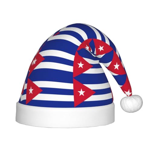 Bandera cubana, 1 paquete de sombreros de Navidad, sombrero de Papá Noel de felpa para adolescentes, fiesta de disfraces de Navidad y eventos de vacaciones