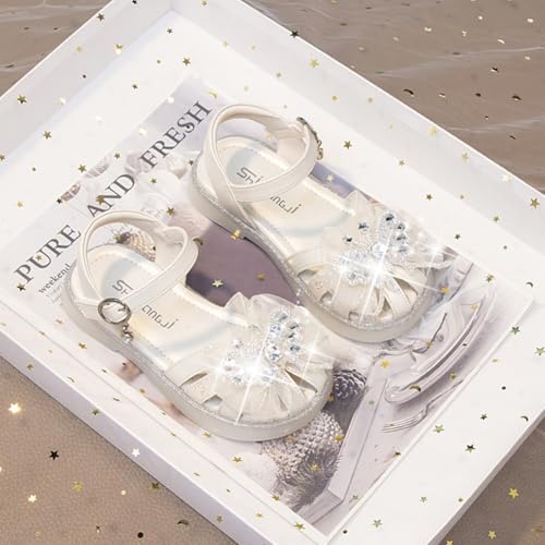 Little Girls Princess Sandals with Bow Sparkly Summer Dress Shoes Casual Flats For Toddler/Kids4