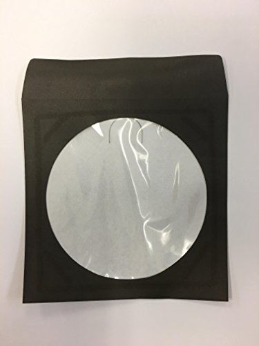 Yens® 100 Pack Premium Thick Color Paper CD DVD Sleeves Envelope with Window Cut Out and Flap, 80g Heavy Weight (Black)