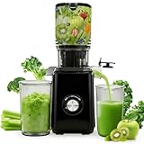 Simple Deluxe Cold Press Juicer Machines, Slow Masticating Juicer with Wide Feed Chute, High Juice Yield and BPA Free for Whole Fruits and Vegetables, Easy to Clean, Black