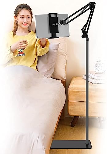 HOLD UP Tablet Stand and Mobile Holder Floor Desk Sofa Bed Stand Adjustable Portable Foldable Gooseneck 360 Rotating Long Arm 4 to11 inch (Metal Lazy)