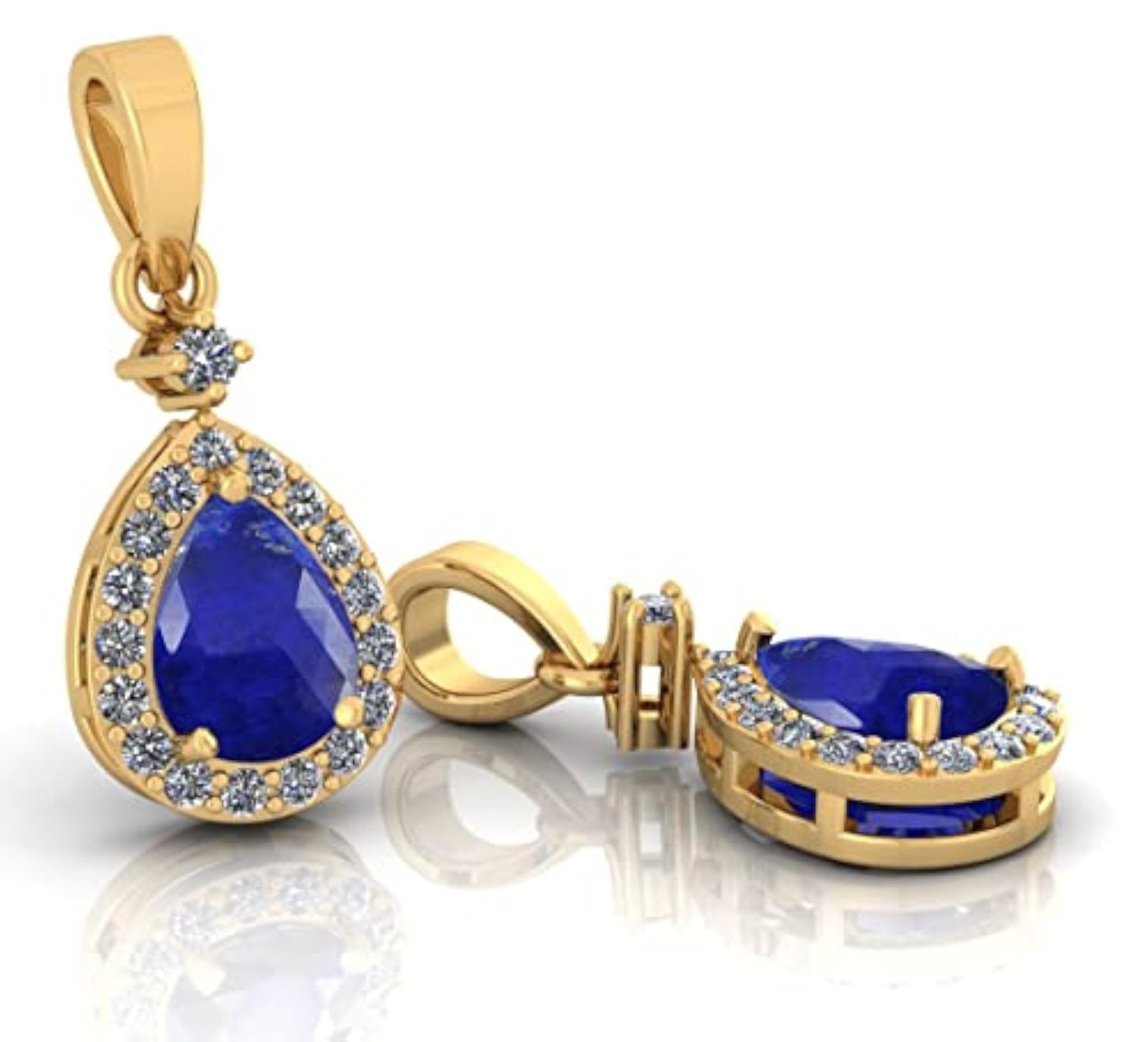 Women's 2.25 Ratti Natural Blue Sapphire Pear Shape Gold Pendant