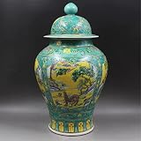 AADECOR Ceramic Jars,Tea Jar,Chinese Style Storage Jars,Ginger Jars Temple Jar Vase with Lid Decorat
