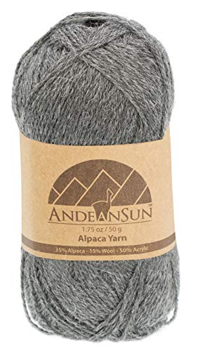 (3 Small Gorgeous Skeins) Alpaca Yarn Blend Umayo [657 Yards Total] Grey, 2 Fingering #TOP1