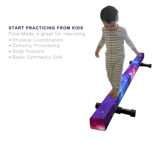 Sealoha 8ft Ultrasimple Adjustable&Foldable Balance Beam,High-Low Floor Beam Suede Gymnastics Equipment, Gymnastics Beam for Training&Professional HomeTraining (Gym Beam, Star, 8ft)