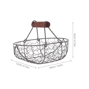 DOITOOL 3Pcs Wire Egg Basket with Wood Handle Country Vintage Style Egg Gathering Basket Wire Fruit Storage Basket Vegetables Container for Carrying and Collecting Chicken Eggs DOITOOL 3Pcs Wire Egg Basket with Wood Handle Country Vintage Style Egg Gathering Basket Wire Fruit Storage Basket Vegetables Container for Carrying and Collecting Chicken Eggs
