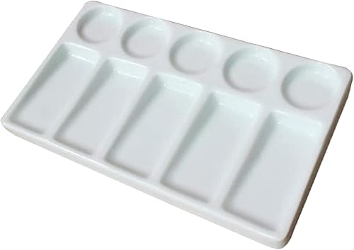 Miniatura 6 de Paleta de pintura de artista de porcelana de 8 pozos, paleta de acuarela de cerámica mezcladora, bandeja de mezcla para acuarela gouache acrílico