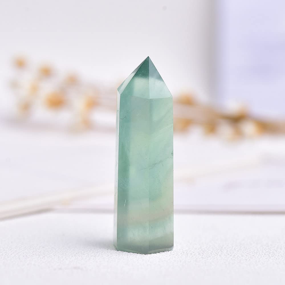 Varita de fluorita verde para decoración de escritorios y salas de meditación