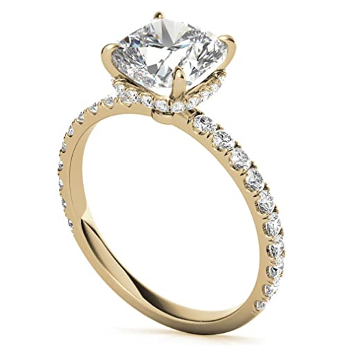Moissanite Solitaire Wedding Ring Set 3 Ct Cushion Cut Moissanite Bridal Engagement Ring Set For Women Handmade Anniversary Propose Gifts Her, Vvs1 Colorless, 925 Silver, 10K 14K 18K Solid Gold (925 Silver (Yellow Gold Plated)) #TOP3