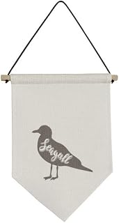 Bandera de lona para colgar en la pared, diseño de gaviota, color blanco y negro