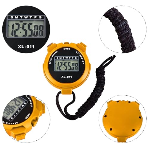 Image of Digital Sports Stopwatch Timer Stopwatch Lap Timer Digital Calendar Alarm Clock Referee Watch for Training Swimming Running (Yellow)