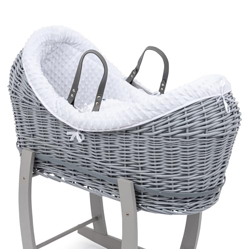 For Your Little One Pod Moses Basket White Dimple Bedding Set Dressing Set with Padded Liner (Wicker Basket not Included)