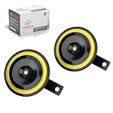 SEINECA Motorcycle Horn 130DB 12V Super Loud, High and Low Tone Metal Disc Kit Waterproof Twin Horn for Car SUV Pickup Boat