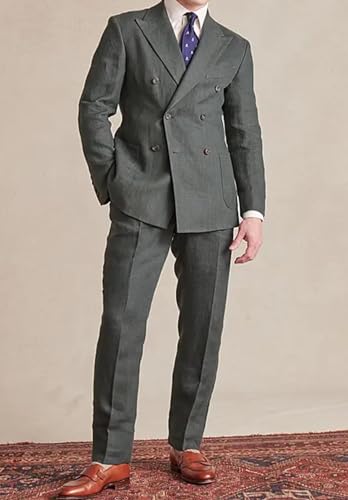 Men's Casual Linen Suit Pants Loose Straight-Legs Summer Lightweight Beach Long Trousers2