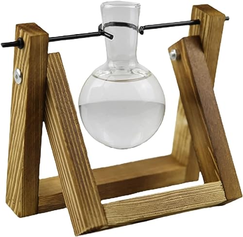 TLTDSMY 植木鉢、ガーデンプランター植物ポット、木製スタンド付き植物テラリウム、デスクトップガラスプランター電球花瓶 水耕栽培ホームオフィス装飾用植物繁殖ステーション、電球花瓶1個