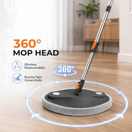 Image of Zureni Wet and Dry Bucket Mop Set 360 Rotating Square Mop-Head with Extendable Handle & 2 Replaceable Mop-Pads Self Separation Dirty Clean Water for Hardwood Tile Marble Floor Mopping & Cleaning